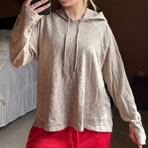 Aerie Taupe Knit Hoodie